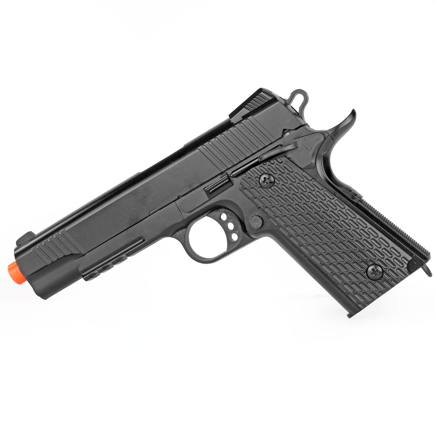 BBTac 1911 Tactical Airsoft Pistol Handgun Replica Gun Metal Body Build Spring Loaded (Black)