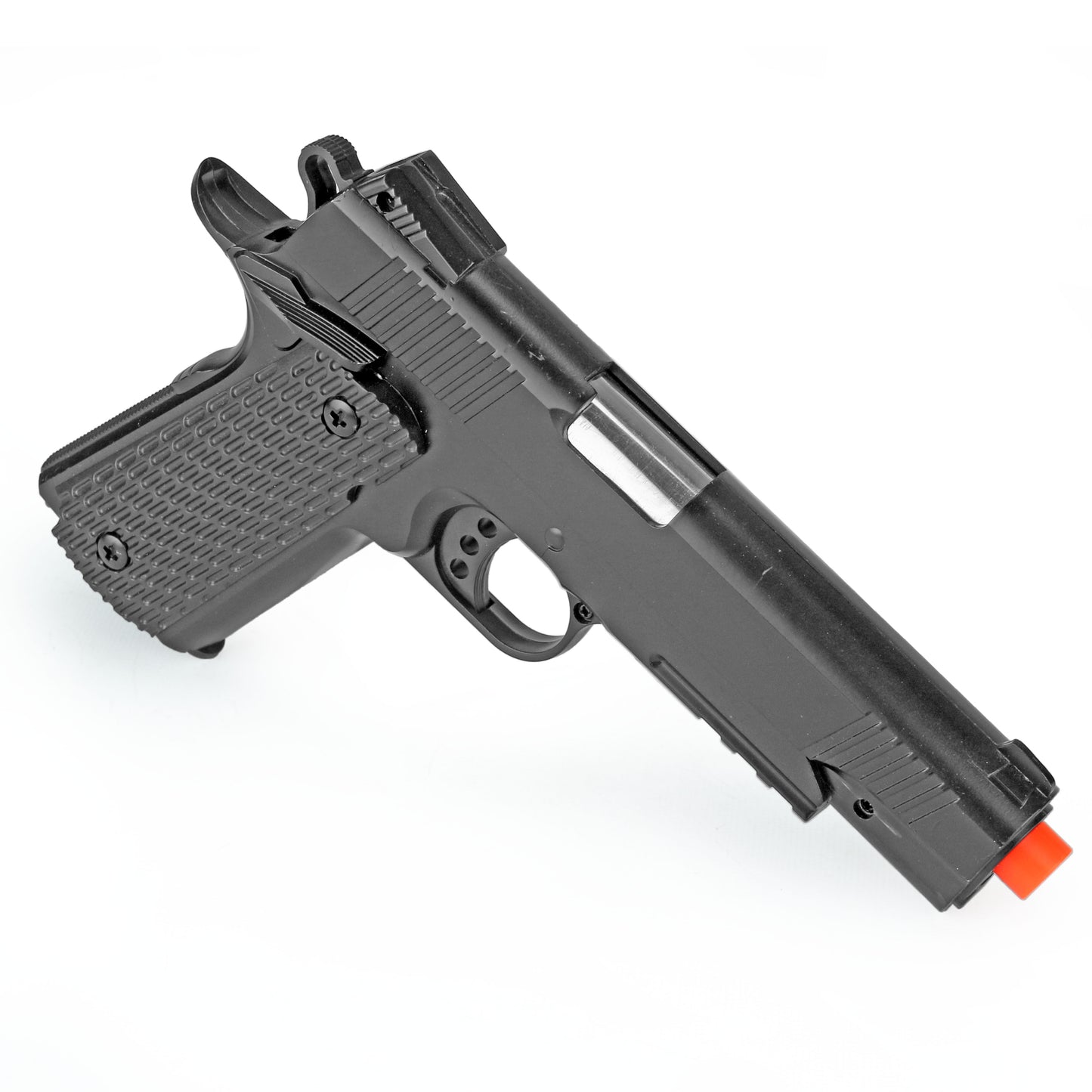 BBTac 1911 Tactical Airsoft Pistol Handgun Replica Gun Metal Body Build Spring Loaded (Black)