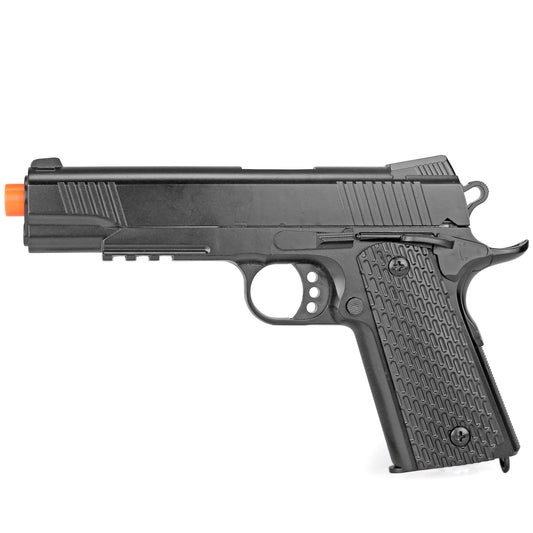BBTac 1911 Tactical Airsoft Pistol Handgun Replica Gun Metal Body Build Spring Loaded (Black)