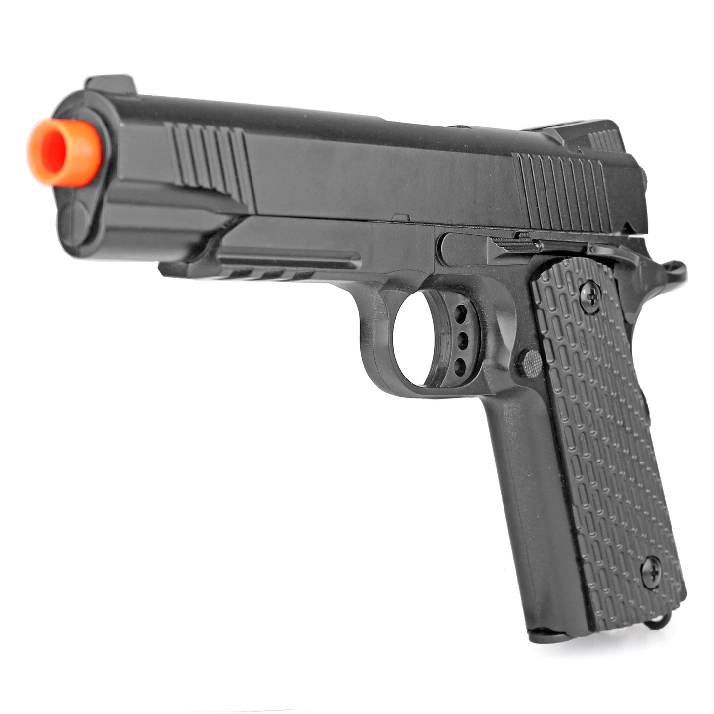 BBTac 1911 Tactical Airsoft Pistol Handgun Replica Gun Metal Body Build Spring Loaded (Black)