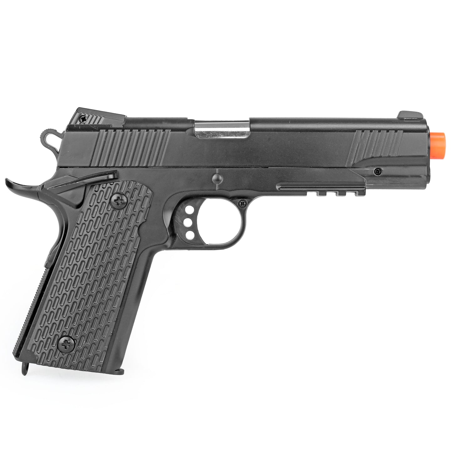 BBTac 1911 Tactical Airsoft Pistol Handgun Replica Gun Metal Body Build Spring Loaded (Black)