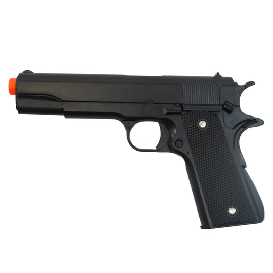 BBTac 1911 Airsoft Pistol Handgun Replica Spring Loaded with Realistic Working Hammer, Saftey grip and Magazine (Black Tactical)