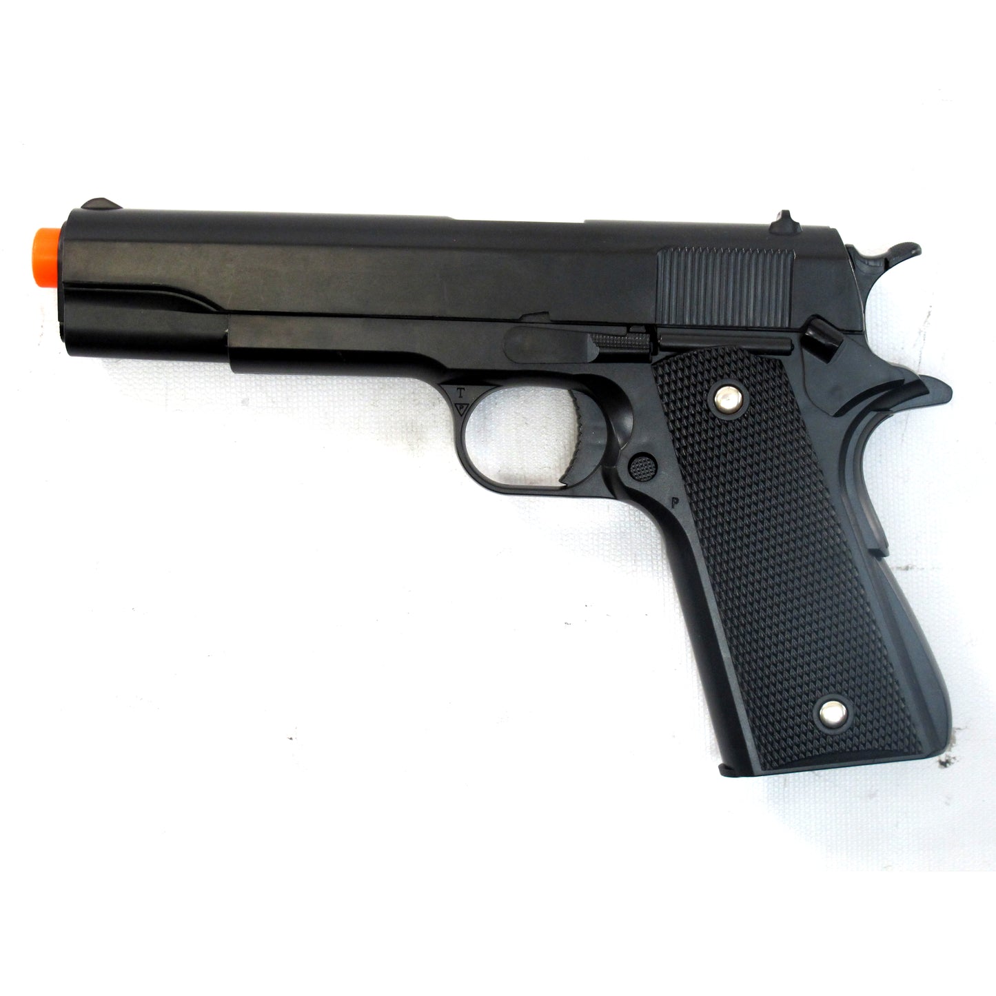 BBTac 1911 Airsoft Pistol Handgun Replica Spring Loaded with Realistic Working Hammer, Saftey grip and Magazine (Black Tactical)