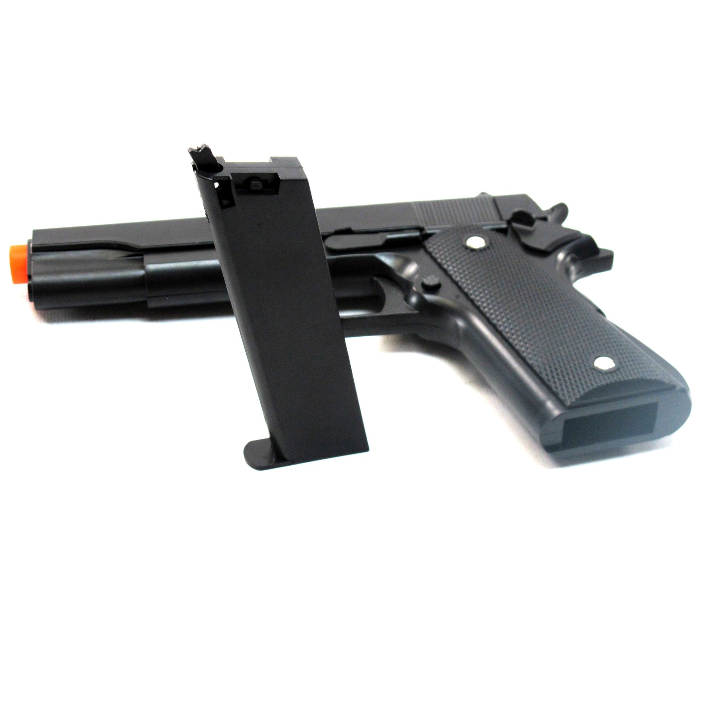 BBTac 1911 Airsoft Pistol Handgun Replica Spring Loaded with Realistic Working Hammer, Saftey grip and Magazine (Black Tactical)