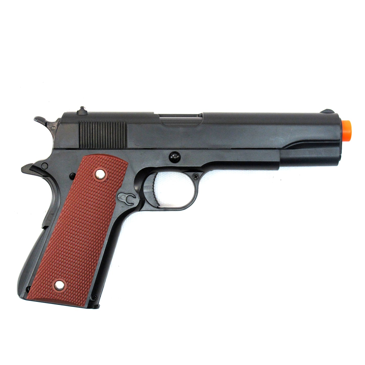 BBTac 1911 Airsoft Pistol Handgun Replica Spring Loaded with Realistic Working Hammer, Saftey grip and Magazine (Wood)