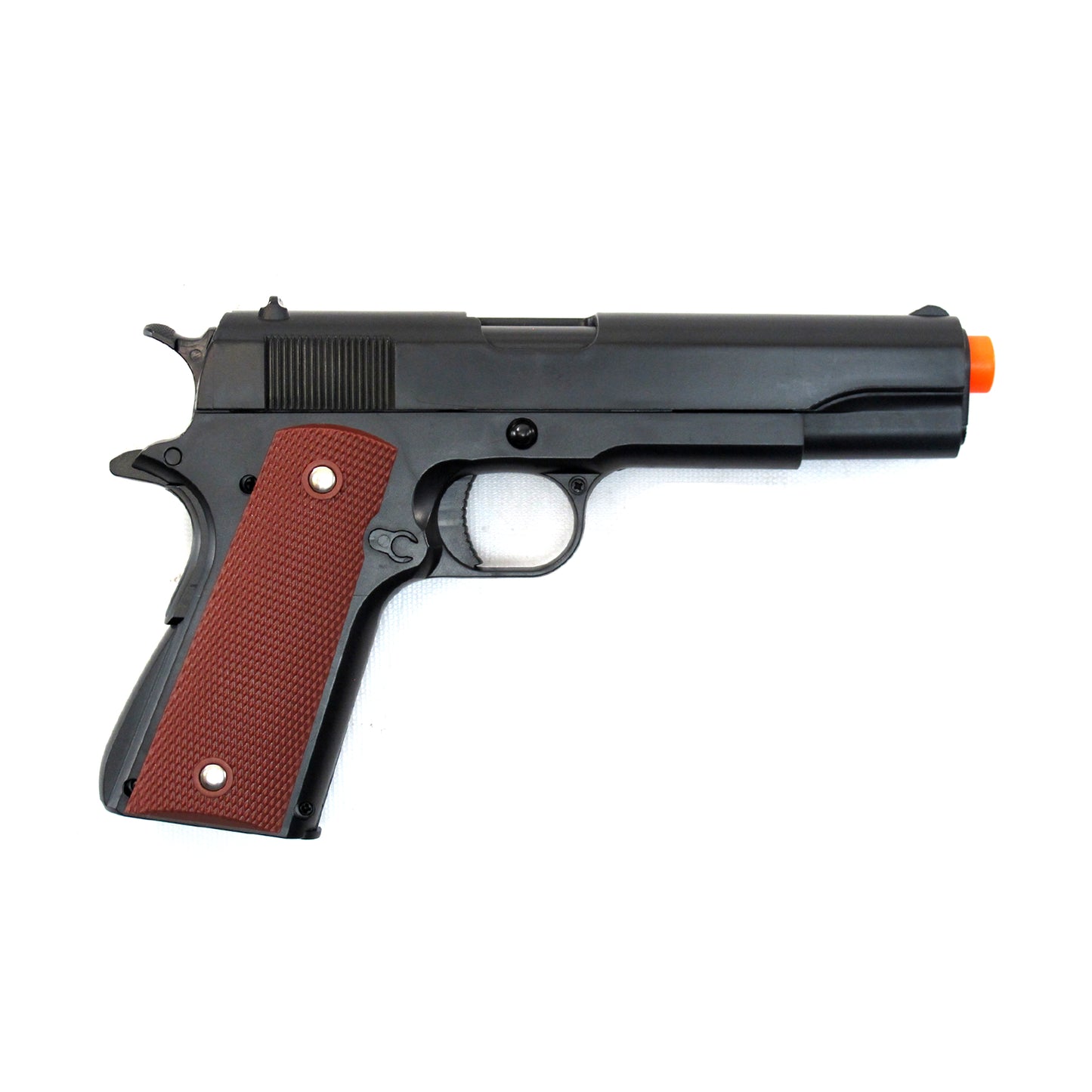 BBTac 1911 Airsoft Pistol Handgun Replica Spring Loaded with Realistic Working Hammer, Saftey grip and Magazine (Wood)