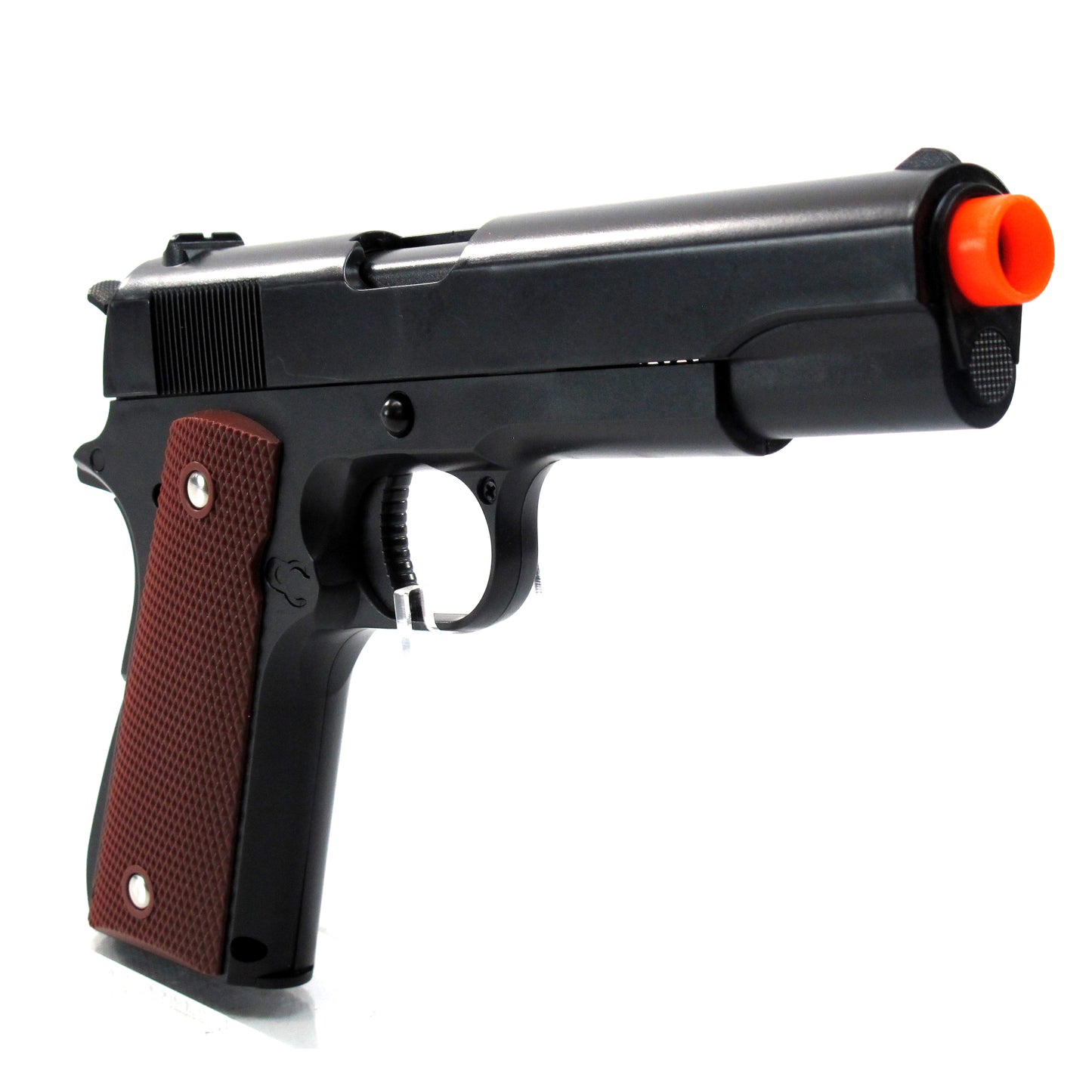 BBTac 1911 Airsoft Pistol Handgun Replica Spring Loaded with Realistic Working Hammer, Saftey grip and Magazine (Wood)
