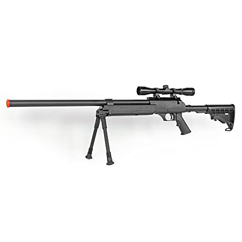 Spring Bolt Action Well m187d fps-550 Metal Airsoft Sniper Rifle Gun w/Scope, bi-pod(Airsoft Gun)