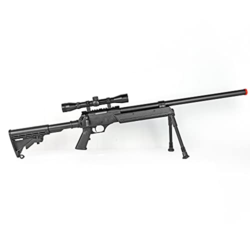 Spring Bolt Action Well m187d fps-550 Metal Airsoft Sniper Rifle Gun w/Scope, bi-pod(Airsoft Gun)