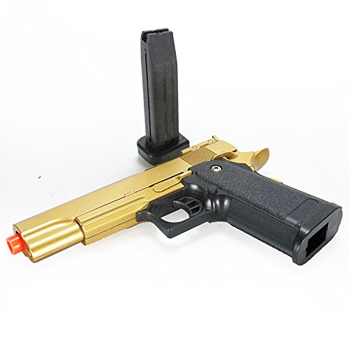 bbtac airsoft pistol bt-g1911 golden 1911 airsoft spring powered pistol gun, zinc alloy construction, aim sights, 300+ fps, with bbtac warranty & tech support(Airsoft Gun)