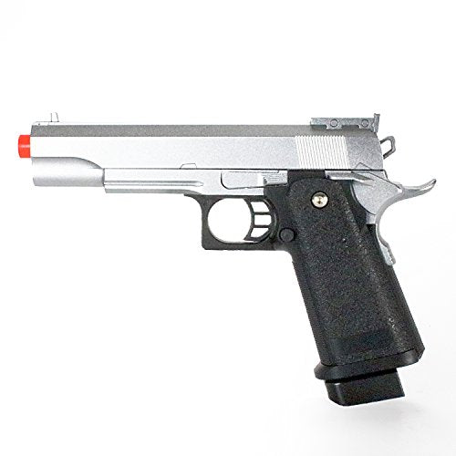 bbtac airsoft pistol bt-g1911 silver 1911 airsoft spring powered pistol gun, zinc alloy construction, aim sights, 300+ fps, with bbtac warranty & tech support(Airsoft Gun)