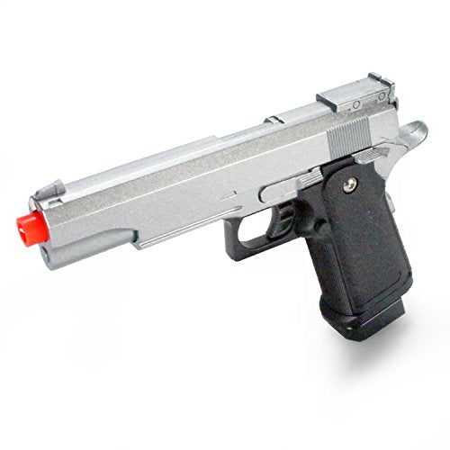 bbtac airsoft pistol bt-g1911 silver 1911 airsoft spring powered pistol gun, zinc alloy construction, aim sights, 300+ fps, with bbtac warranty & tech support(Airsoft Gun)