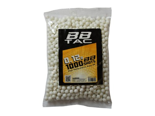 BBTac 1000 Bag .12g 6mm BBs for Airsoft Guns (White)