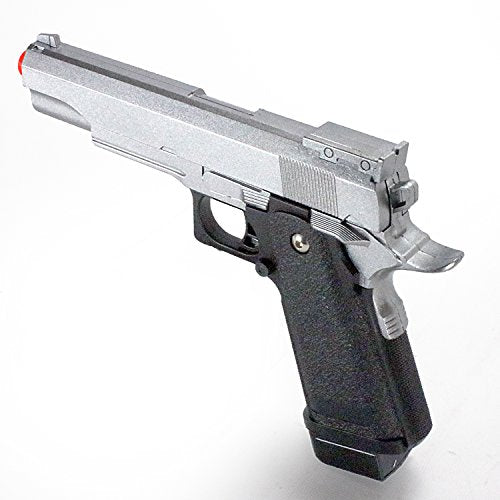 bbtac airsoft pistol bt-g1911 silver 1911 airsoft spring powered pistol gun, zinc alloy construction, aim sights, 300+ fps, with bbtac warranty & tech support(Airsoft Gun)