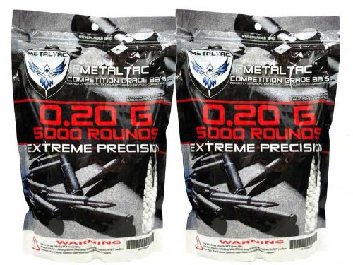 MetalTac Airsoft BBS .20g 10,000 Rounds 6mm for Airsoft Guns AEG Perfect Grade Percision Accurate Seamless BB Pellets