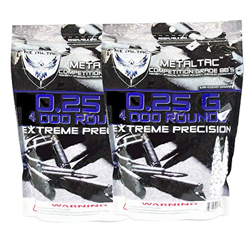 MetalTac Airsoft BBS .25g 8000 Rounds Match Grade BB Pellet, 0.25 Gram 6mm for Airsoft Guns Ammo with Speed Loader