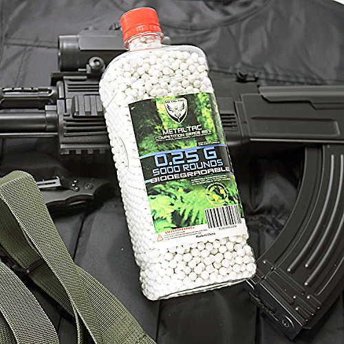 MetalTac Airsoft BBS .25g 5000 Bottle Biodegradable 6mm for Airsoft Guns Perfect Grade Percision Accurate BB Pellets Environment Earth Friendly