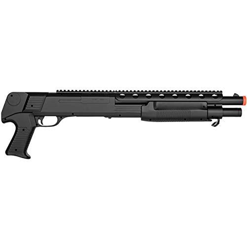 BBTac Airsoft Shotgun M309 Pump Action - Tactical Airsoft Shotgun, Weaver Top Rail, Removeable Clip, Powerful 445 Fps with 6mm BBS