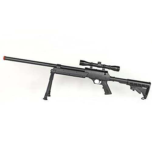 Spring Bolt Action Well m187d fps-550 Metal Airsoft Sniper Rifle Gun w/Scope, bi-pod(Airsoft Gun)