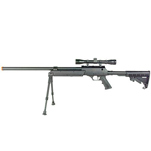 BBTac Powerful And Precision Spring Airsoft Sniper Rifle Gun, Heavy Weight with 3x Scope and Bipod