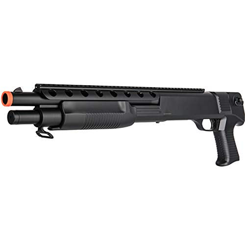 BBTac Airsoft Shotgun M309 Pump Action - Tactical Airsoft Shotgun, Weaver Top Rail, Removeable Clip, Powerful 445 Fps with 6mm BBS