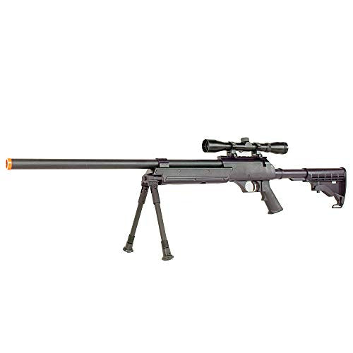 BBTac Powerful And Precision Spring Airsoft Sniper Rifle Gun, Heavy Weight with 3x Scope and Bipod
