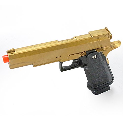 bbtac airsoft pistol bt-g1911 golden 1911 airsoft spring powered pistol gun, zinc alloy construction, aim sights, 300+ fps, with bbtac warranty & tech support(Airsoft Gun)