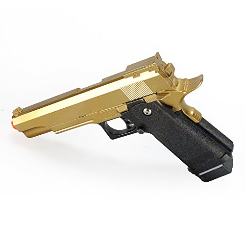 bbtac airsoft pistol bt-g1911 golden 1911 airsoft spring powered pistol gun, zinc alloy construction, aim sights, 300+ fps, with bbtac warranty & tech support(Airsoft Gun)