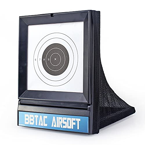 BBTac Airsoft Target with Trap Net Catcher, Stand and Paper Target, for Airsoft Gun Training Shooting BB Pellets Indoor Outdoor