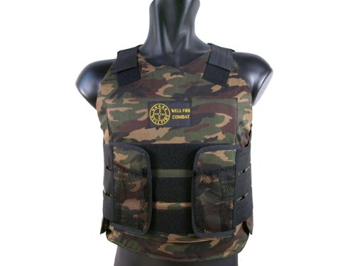 BBTac Airsoft Protection Vest, Padded Cushion (Woodland Camo)