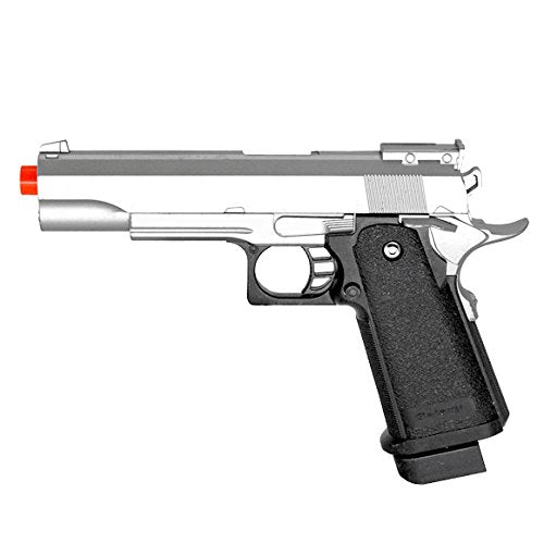 bbtac airsoft pistol bt-g1911 silver 1911 airsoft spring powered pistol gun, zinc alloy construction, aim sights, 300+ fps, with bbtac warranty & tech support(Airsoft Gun)
