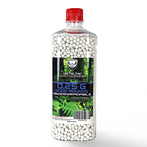 MetalTac Airsoft BBS .25g 5000 Bottle Biodegradable 6mm for Airsoft Guns Perfect Grade Percision Accurate BB Pellets Environment Earth Friendly