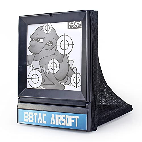 BBTac Airsoft Target with Trap Net Catcher, Stand and Paper Target, for Airsoft Gun Training Shooting BB Pellets Indoor Outdoor