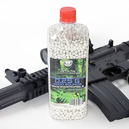 MetalTac Airsoft BBS .25g 5000 Bottle Biodegradable 6mm for Airsoft Guns Perfect Grade Percision Accurate BB Pellets Environment Earth Friendly