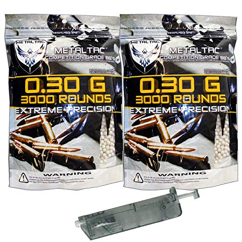 MetalTac 0.3g BB 6000 Round Bag Airsoft 6mm BBS Perfect Grade Pellet 6mm for Airsoft Guns Ammo with Speed Loader